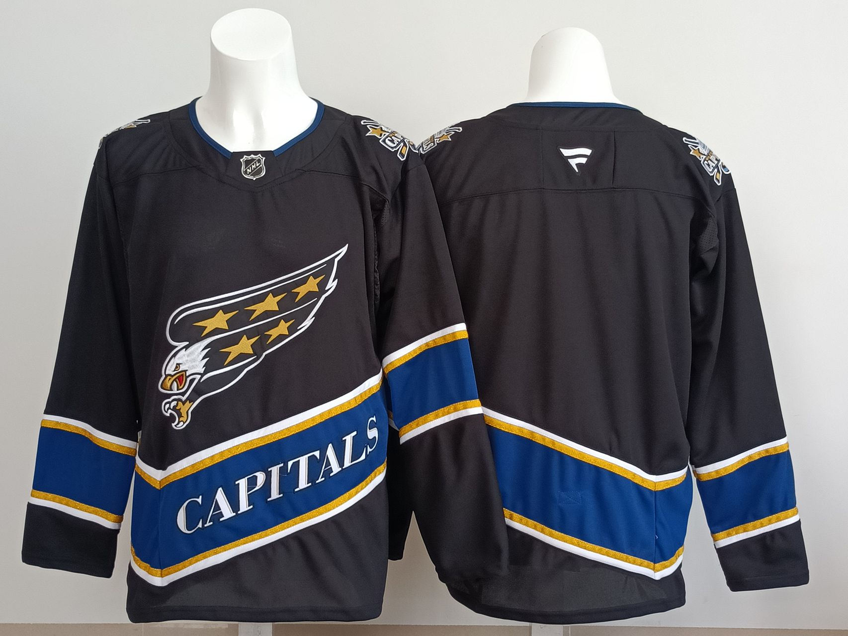 Men 2025 Washington Capitals Blank Black Throwback NHL Jersey style 01
